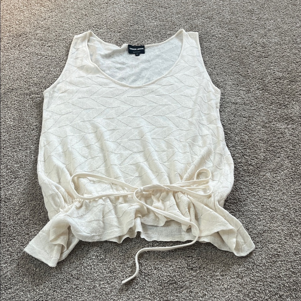 Giorgio Armani Silk Cotton Cashmere Sleeveless Superfine Knit Tank Sweater sz44